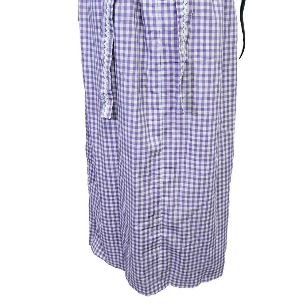 VTG 70s Purple Gingham Maxi‎ Dress Prairie Cottagecore Lace Trim Flutter Sleeve - Picture 16 of 16